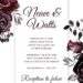 Free Editable Burgundy Goth Style Floral Wedding Invitation