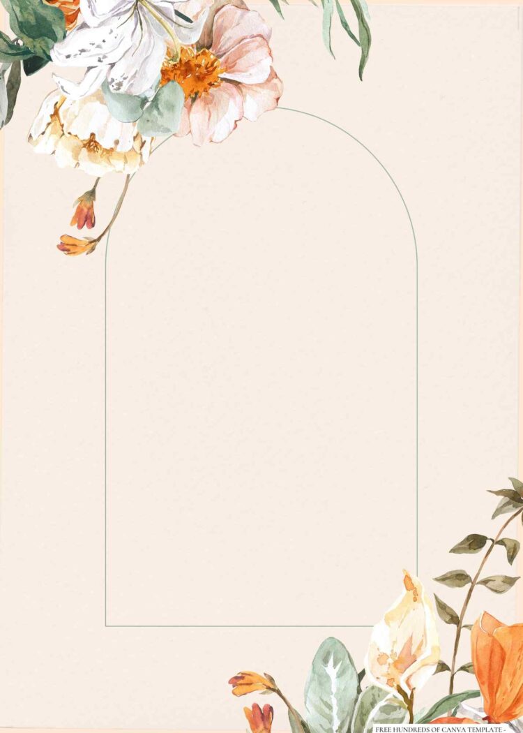 18+ Vintage Garden Floral Orange Canva Wedding Invitation Templates ...