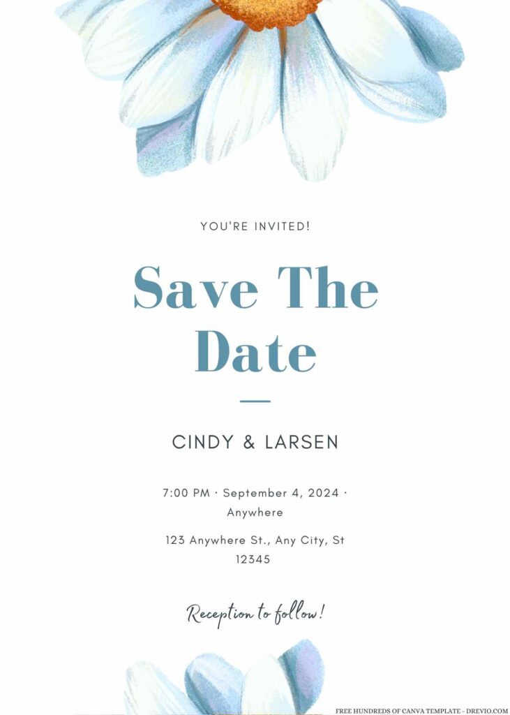Free Editable Watercolor White Floral Wedding Invitation