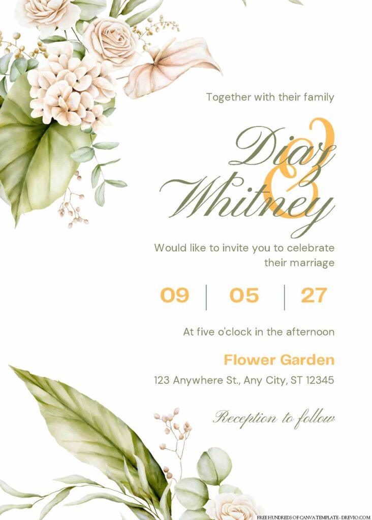 Invitation Template of 22+ Watercolor Delicate Green Canva Wedding Invitation Templates 14