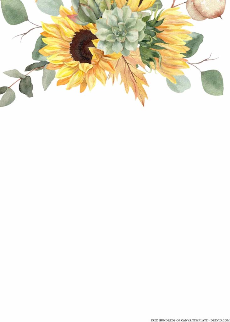 Invitation Template of 22+ Watercolor Sunflower Bouquet Canva Wedding Invitation Templates 9