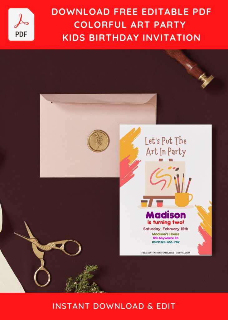 Invitation Template of (Free Editable PDF) Creative Painting Birthday Party Invitation Templates 9