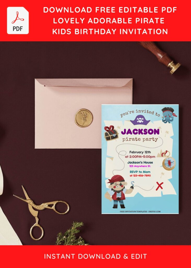 Invitation Template of (Free Editable PDF) Ultimate Pirate Adventure Birthday Invitation Templates 9