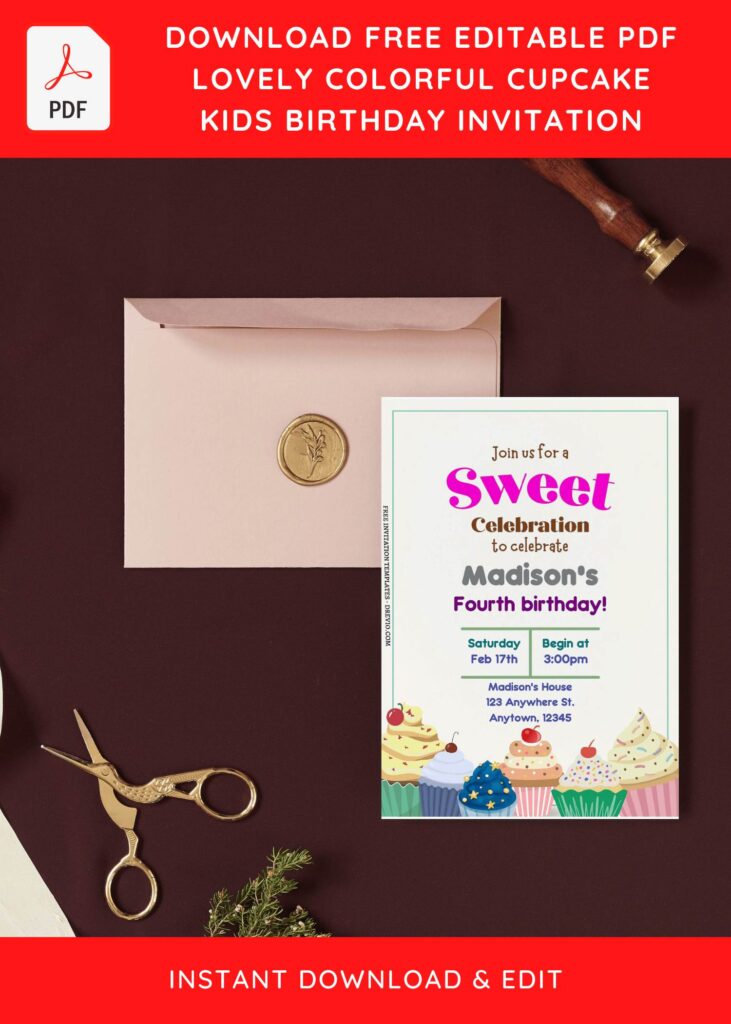 Invitation Template of (Free Editable PDF) Sweet Cupcake Kids Birthday Invitation Templates 9