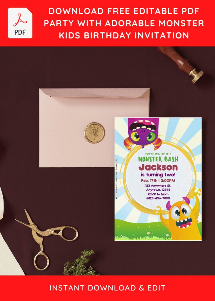 Invitation Template of (Free Editable PDF) Party With Adorable Monster Birthday Invitation Templates 9