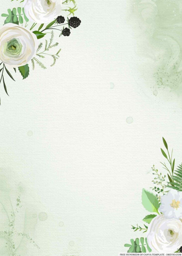 Invitation Template of 20+ Greenery Leaf Floral Watercolor Canva Wedding Invitation Templates 1