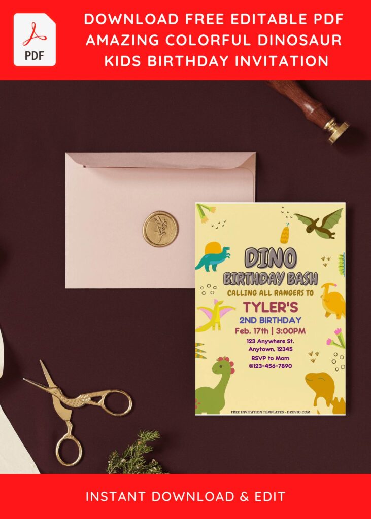 Invitation Template of (Free Editable PDF) Easy At-Home Dinosaur Birthday Invitation Templates 9