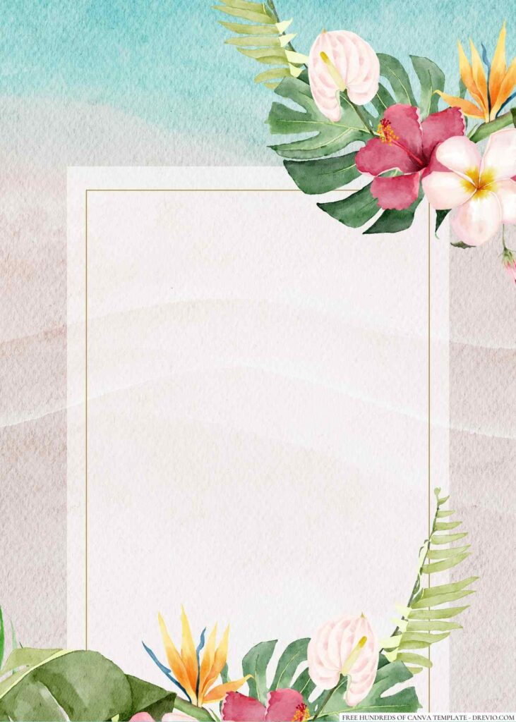 Invitation Template of 16+ Tropical Green White Watercolor Canva Wedding Invitation Templates 1