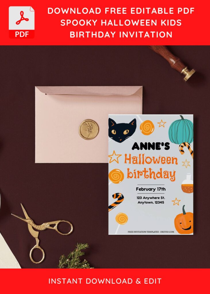 Invitation Template of (Free Editable PDF) Spooky Halloween Kids Birthday Invitation Templates 5