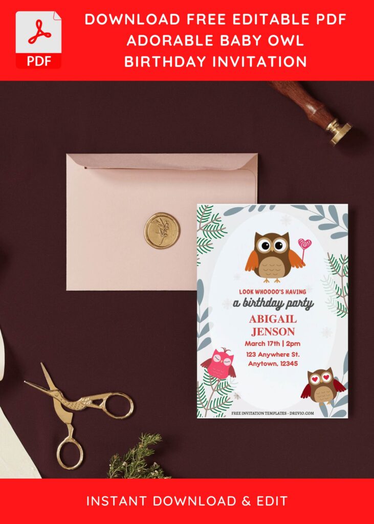 Invitation Template of (Free Editable PDF) Adorable Owl Birthday Invitation Templates 9