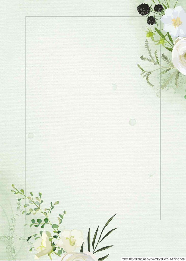 Invitation Template of 20+ Greenery Leaf Floral Watercolor Canva Wedding Invitation Templates 10