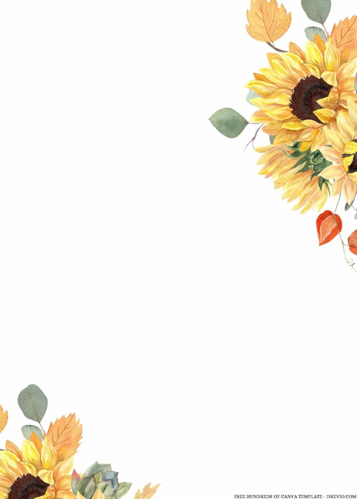 Invitation Template of 22+ Watercolor Sunflower Bouquet Canva Wedding Invitation Templates 11