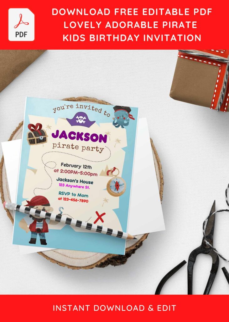 Invitation Template of (Free Editable PDF) Ultimate Pirate Adventure Birthday Invitation Templates 8