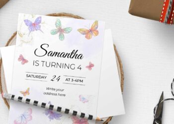 (Free Editable PDF) Fluttering Magical Butterfly Birthday Invitation Templates