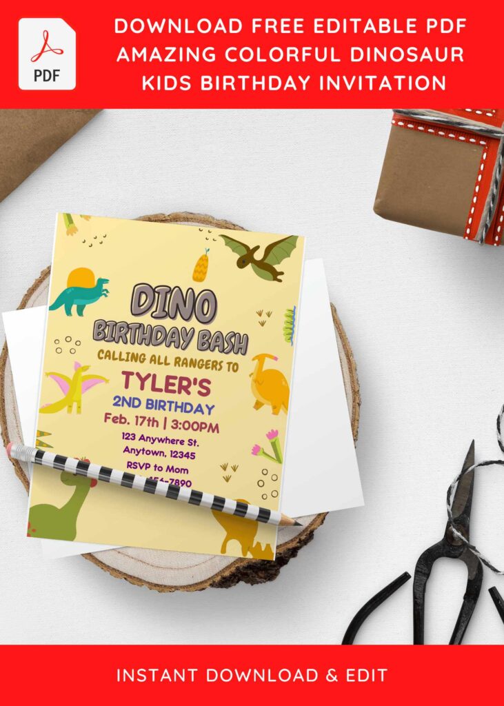 Invitation Template of (Free Editable PDF) Easy At-Home Dinosaur Birthday Invitation Templates 8