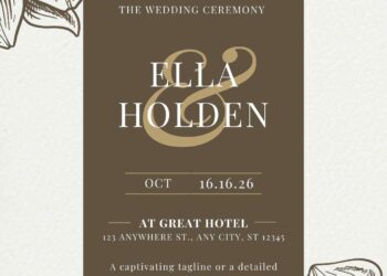 Beautiful Hydrangea Flower Line Canva Wedding Invitation Templates