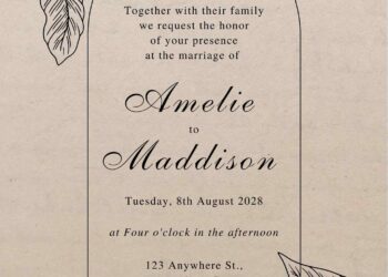 Free Editable Vintage Line Floral Studies Wedding Invitation