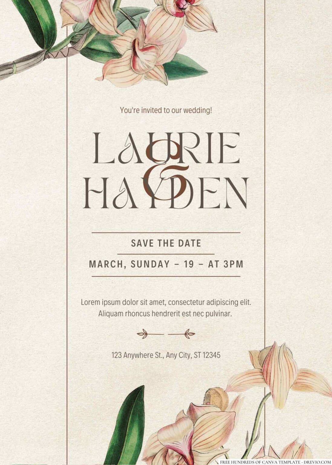 22+ Vintage Copper Floral Canva Wedding Invitation Templates | Download ...