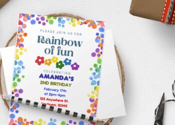 (Free Editable PDF) Colorful Rainbow Of Fun Birthday Invitation Templates