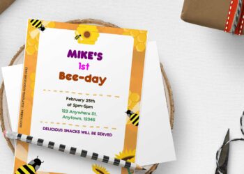 (Free Editable PDF) Adorable Kids Bee-Day Birthday Invitation Templates