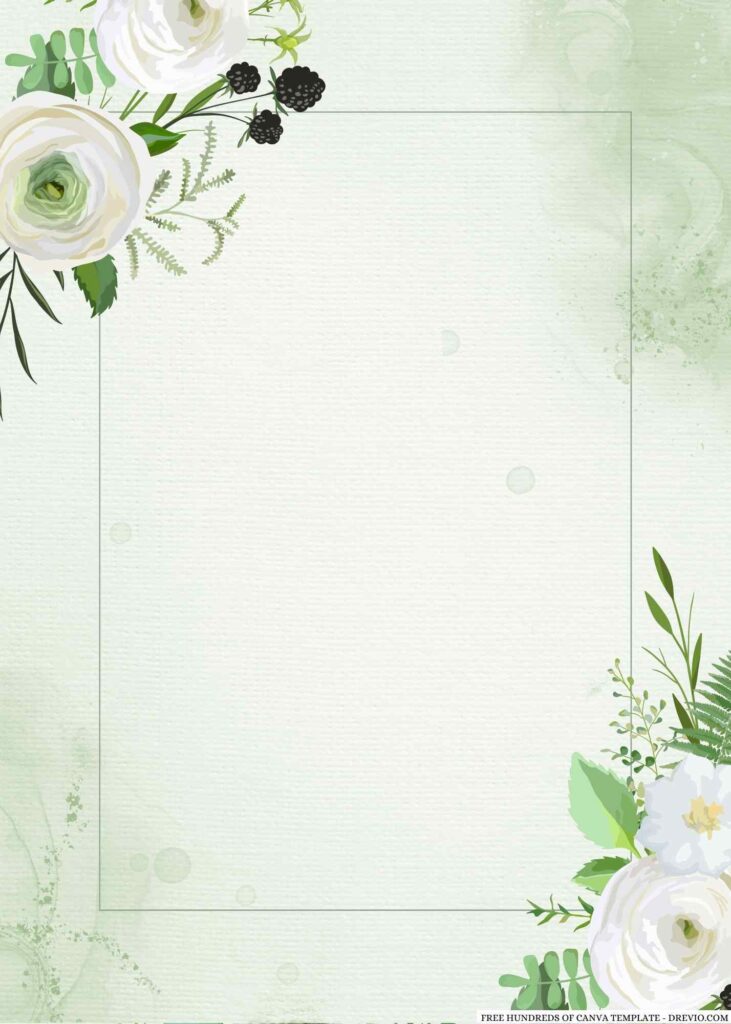 Invitation Template of 20+ Greenery Leaf Floral Watercolor Canva Wedding Invitation Templates 2