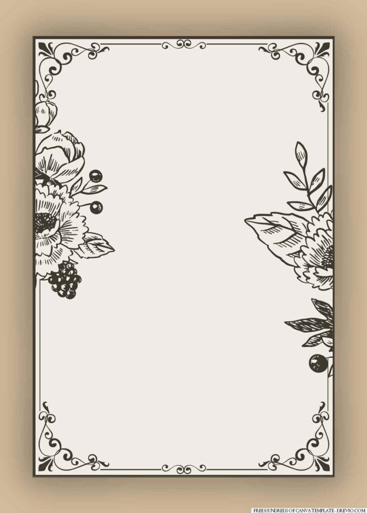 Invitation Template of 16+ Line Floral Border Frame Vintage Canva Wedding Invitation Templates 2