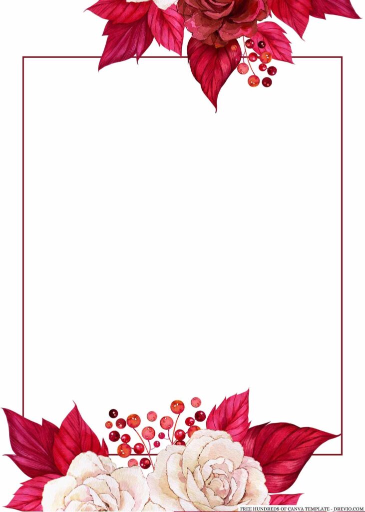 Invitation Template of 22+ Watercolor Red White Flower Bouquet Canva Wedding Invitation Templates 2