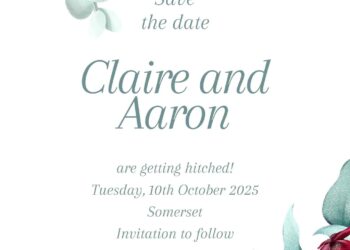 Free Editable Watercolor Red Greenery Leaves Wedding Invitation