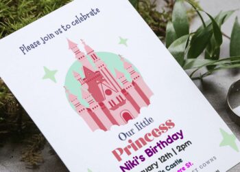 (Free Editable PDF) Whimsical Princess Castle Birthday Invitation Templates