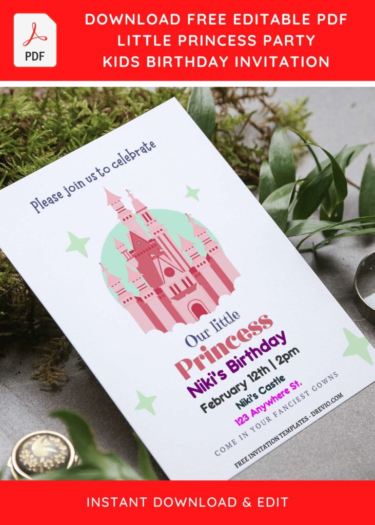 Invitation Template of (Free Editable PDF) Whimsical Princess Castle Birthday Invitation Templates 3