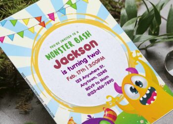 (Free Editable PDF) Party With Adorable Monster Birthday Invitation Templates