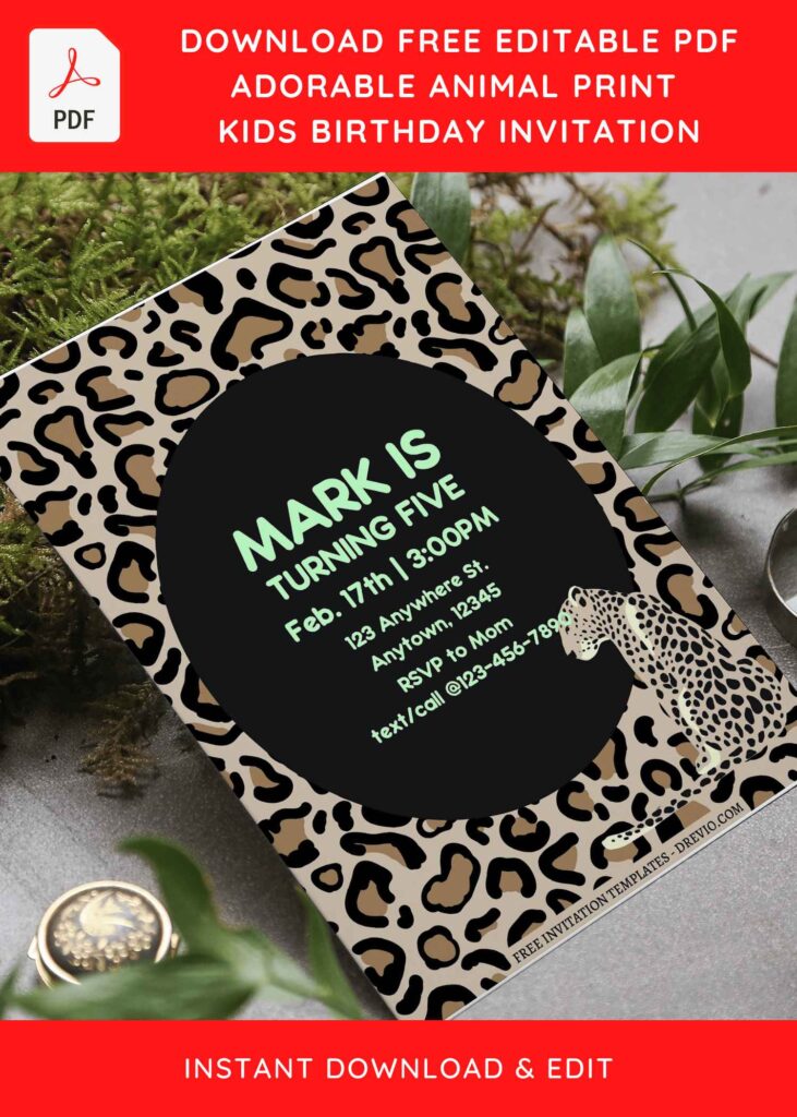 Invitation Template of (Free Editable PDF) Wild One Animal Print Birthday Invitation Templates 7