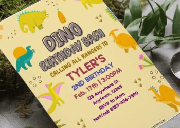 (Free Editable PDF) Easy At-Home Dinosaur Birthday Invitation Templates