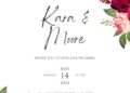Free Editable Watercolor Red Pink Roses Floral Wedding Invitation