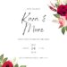 Free Editable Watercolor Red Pink Roses Floral Wedding Invitation