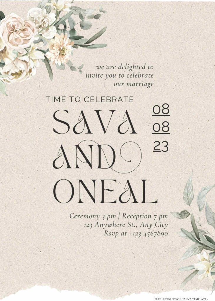 Free Editable Vintage Ripped Memo Paper Wedding Invitation