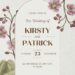 Free Editable Vintage Pink Floral Illustration Wedding Invitation