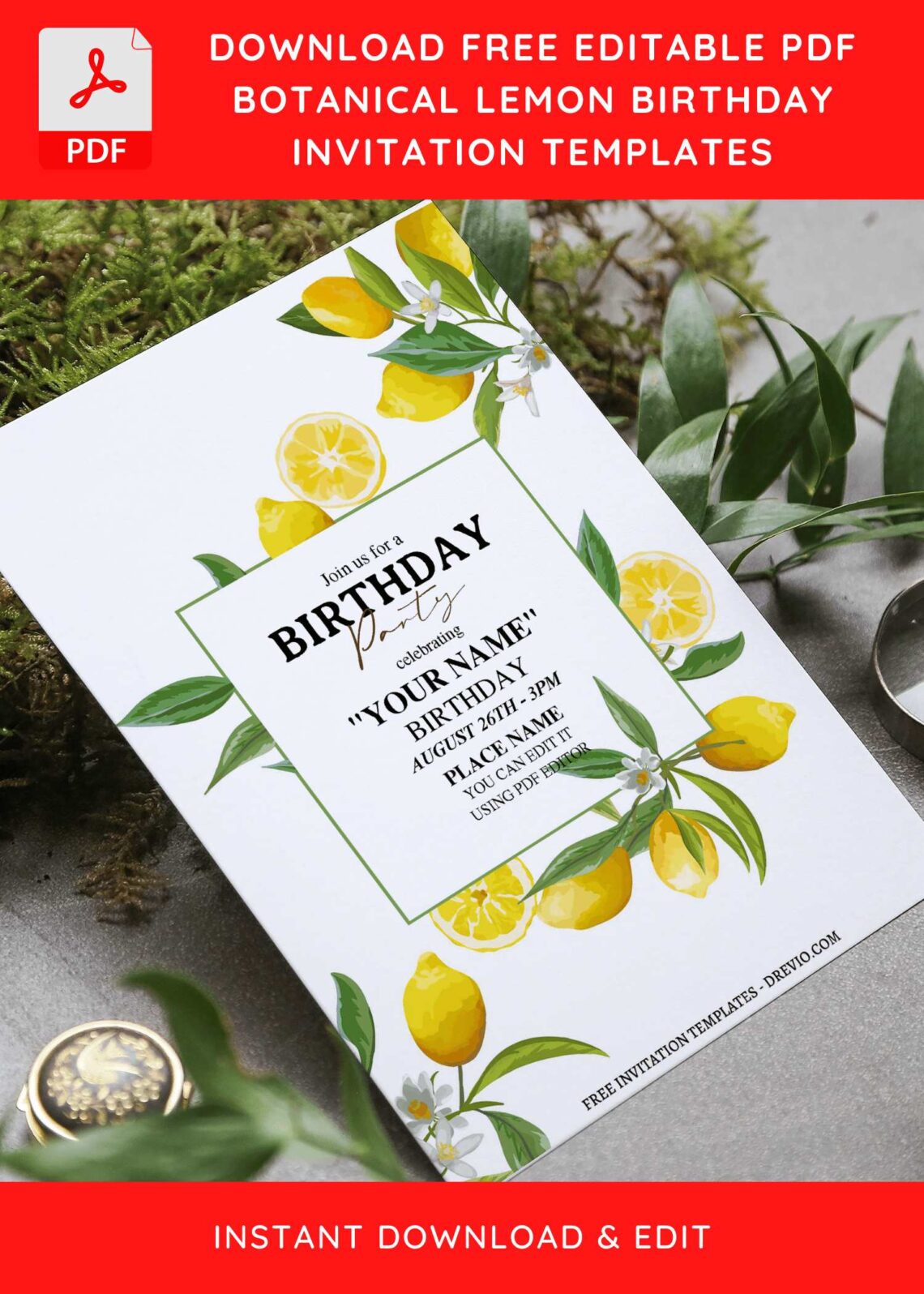 (Free Editable PDF) Lemon Sweetie Summer Birthday Invitation Templates