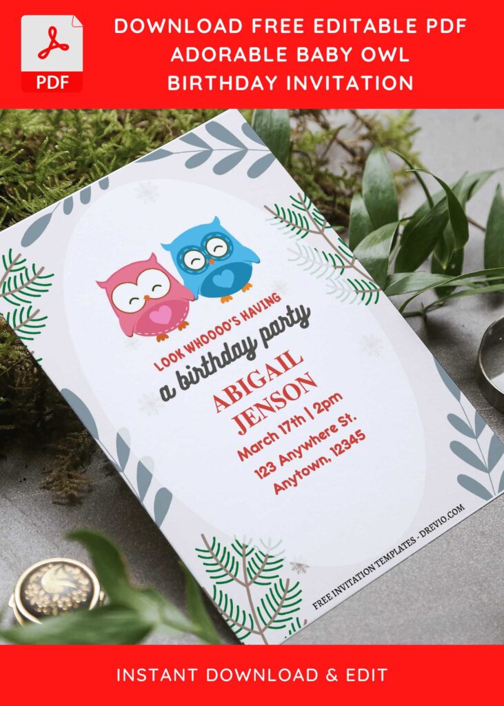 Invitation Template of (Free Editable PDF) Adorable Owl Birthday Invitation Templates 6