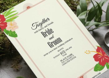 (Free Editable PDF) Colorful & Chic Tropical Flower Wedding Invitation Templates