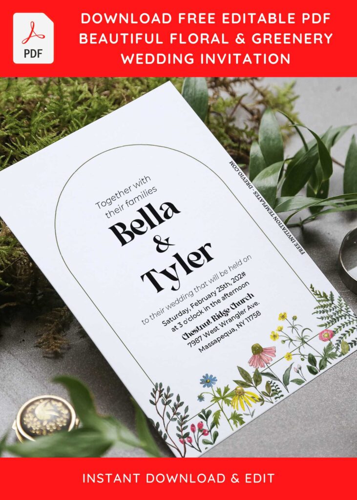 Invitation Template of (Free Editable PDF) Beautiful Floral & Greenery Wedding Invitation Templates 6