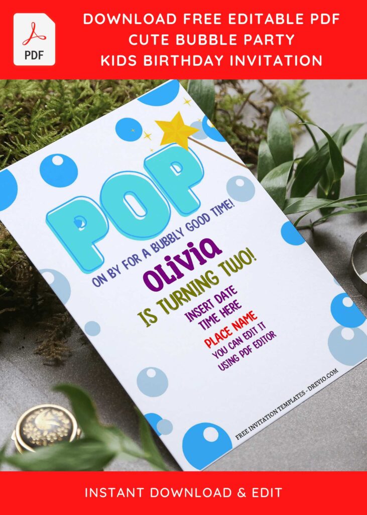 Invitation Template of (Free Editable PDF) POP-IT Bubble Party Birthday Invitation Templates 3