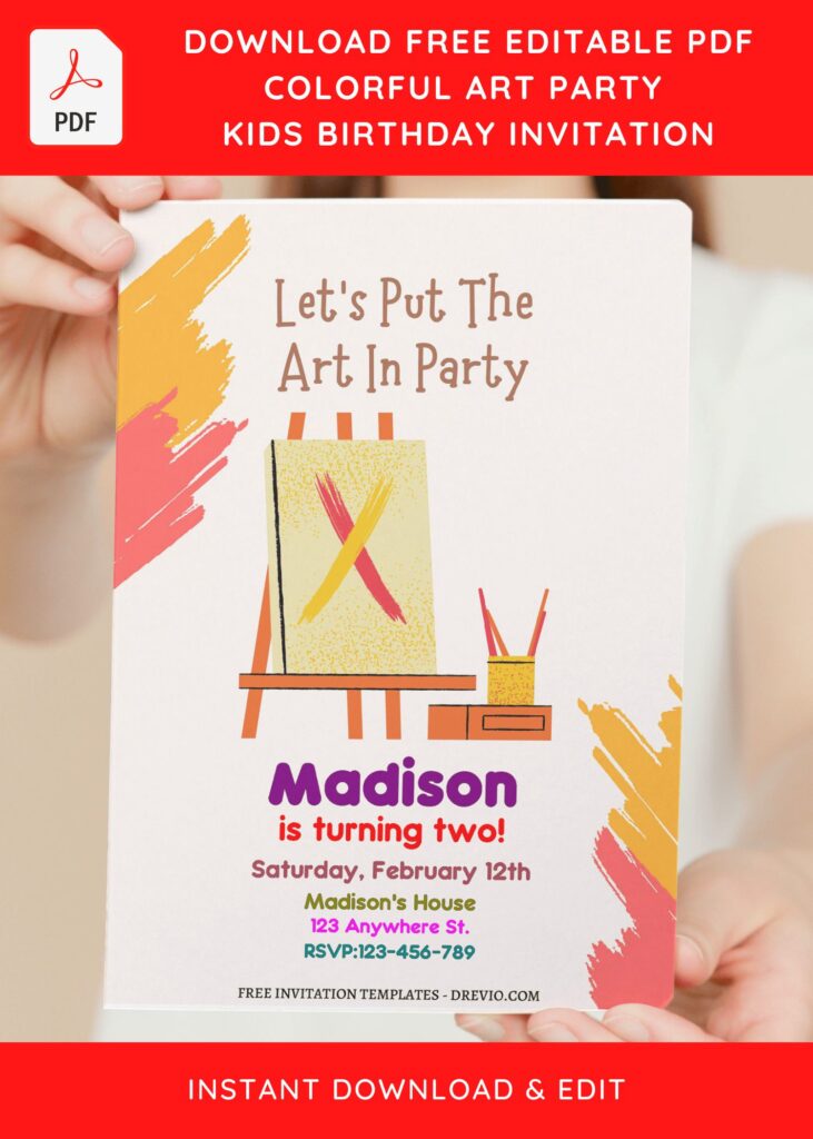 Invitation Template of (Free Editable PDF) Creative Painting Birthday Party Invitation Templates 5