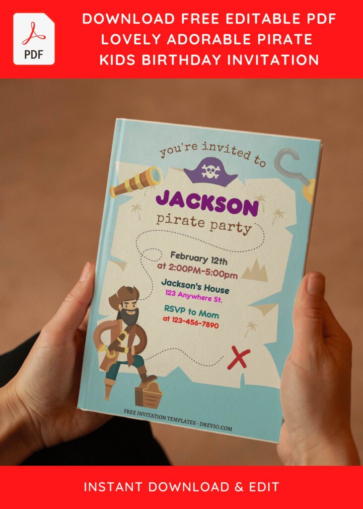 Invitation Template of (Free Editable PDF) Ultimate Pirate Adventure Birthday Invitation Templates 5