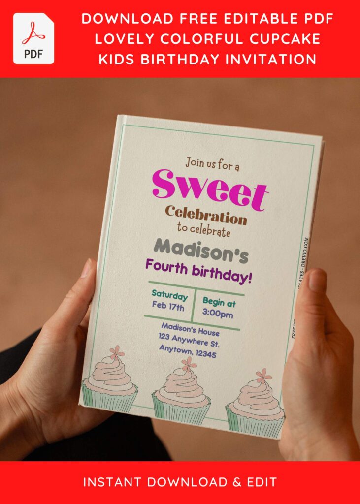 Invitation Template of (Free Editable PDF) Sweet Cupcake Kids Birthday Invitation Templates 5