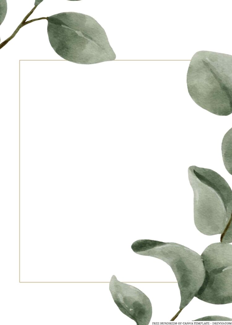 16+ Eucalyptus Watercolor Leaves Canva Wedding Invitation Templates ...