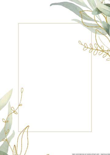 16+ Watercolor Floral Green Gold Leaves Canva Wedding Invitation ...