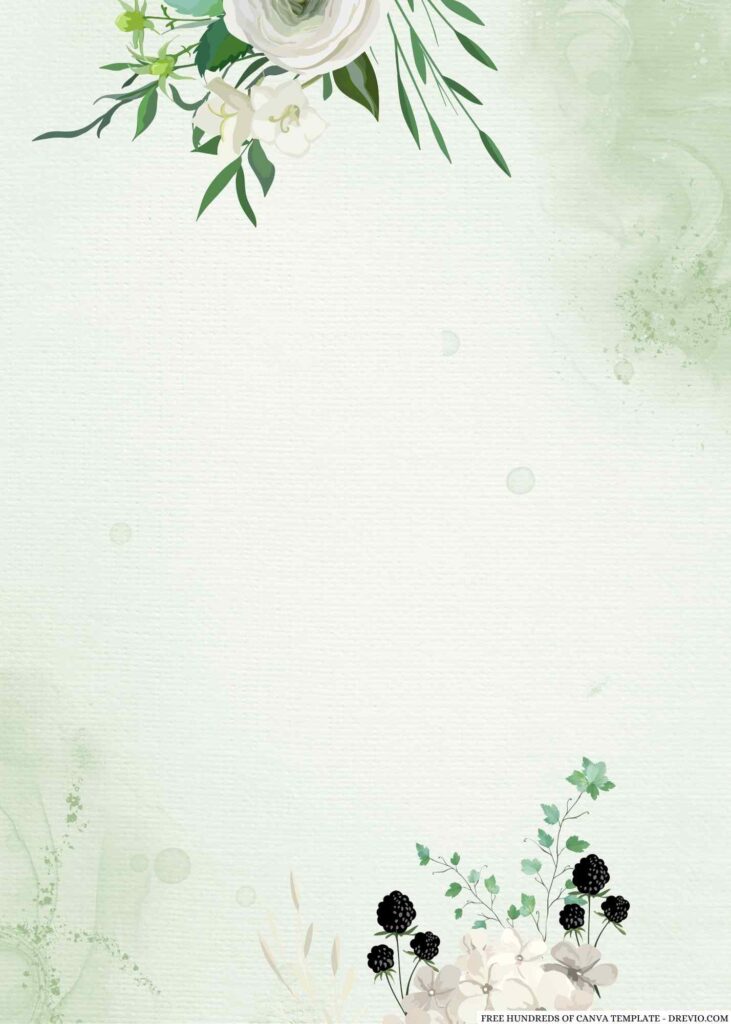 Invitation Template of 20+ Greenery Leaf Floral Watercolor Canva Wedding Invitation Templates 3