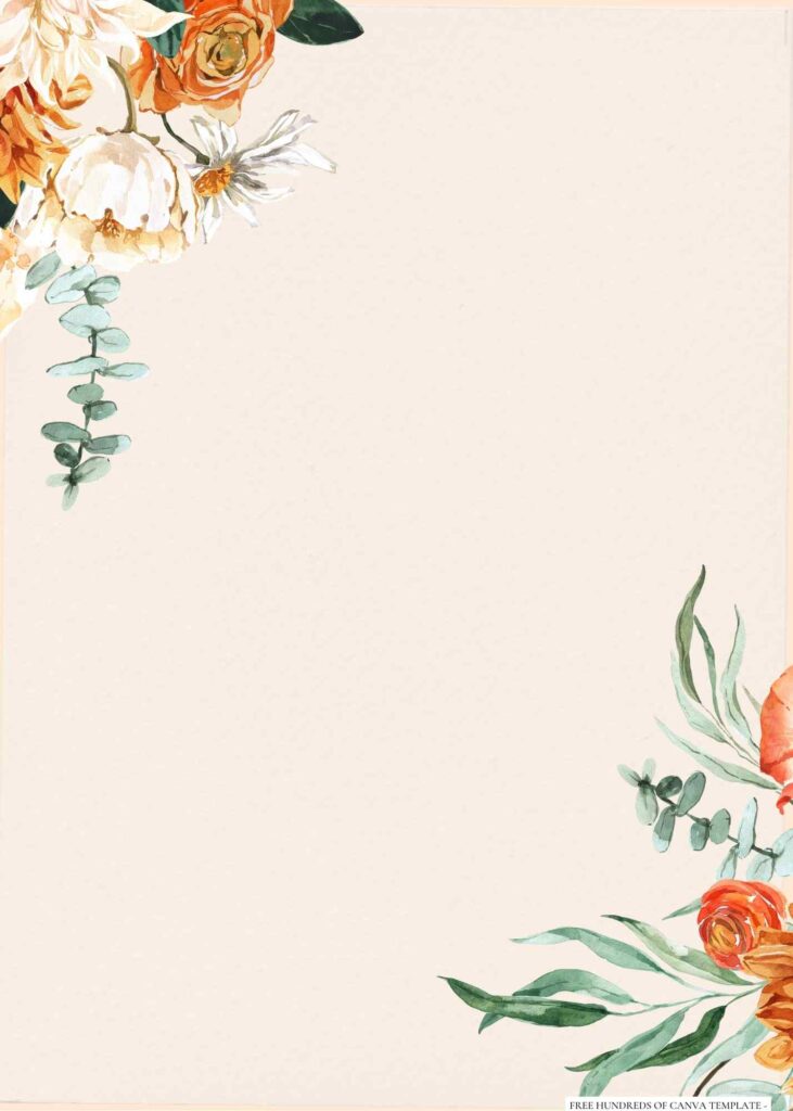 Invitation Template of 18+ Vintage Garden Floral Orange Canva Wedding Invitation Templates 3