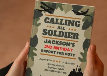 (Free Editable PDF) Camo Army Birthday Invitation Templates
